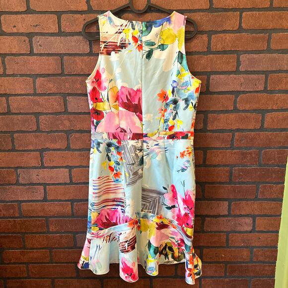 Derhy Big Flowers Dress Multi-Colored Colorful Summer Wedding Sleeveless Medium - Picture 3 of 10